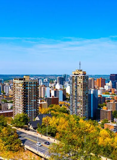 Hamilton, Ontario skyline in autumn